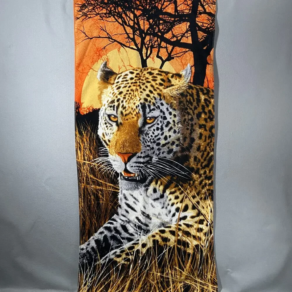 Vintage Cheetah Leopard Big Cat Animal Print Beach Bath Towel 28 x 60